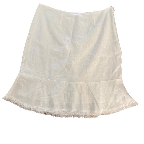 Tommy Bahama Linen Skirt with Frayed Hem Size 6 white - Picture 1 of 4